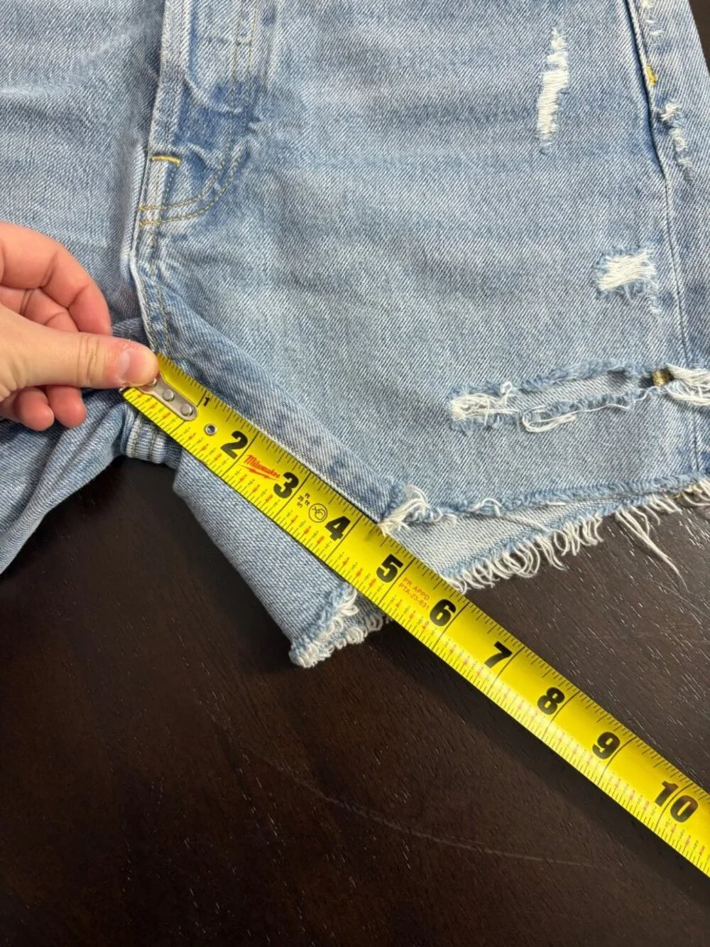 NEW Agolde Parker Long Shorts Cut-Off Distressed High-Rise Denim Button-Fly 24